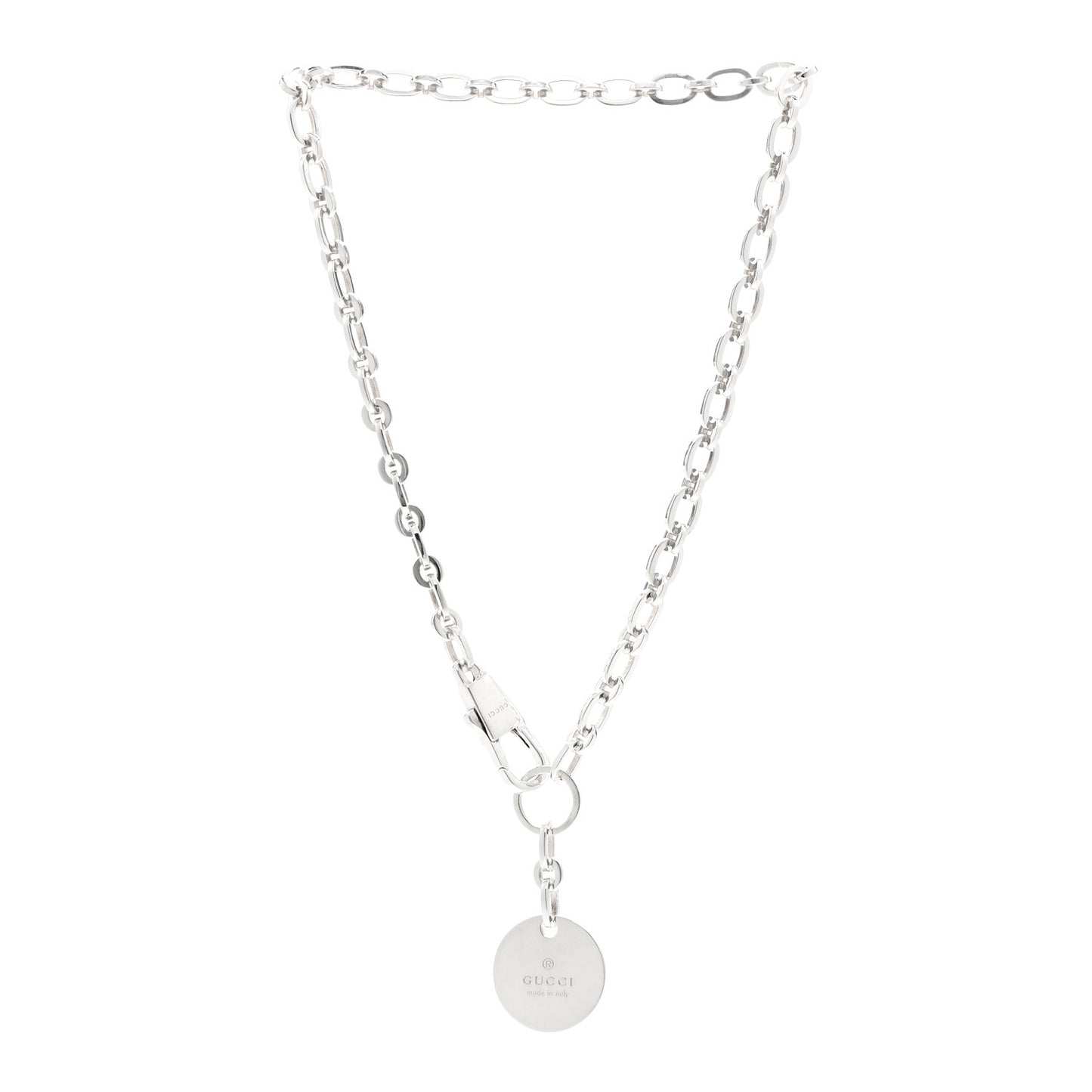 Sterling Silver Round Logo Pendant Necklace