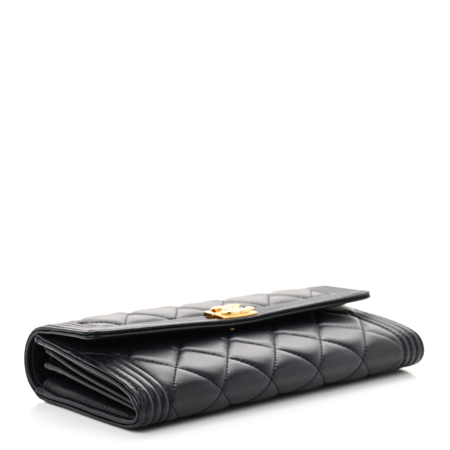 Chanel Lambskin Quilted Large Boy Gusset Flap Wallet Navy 4 of 11