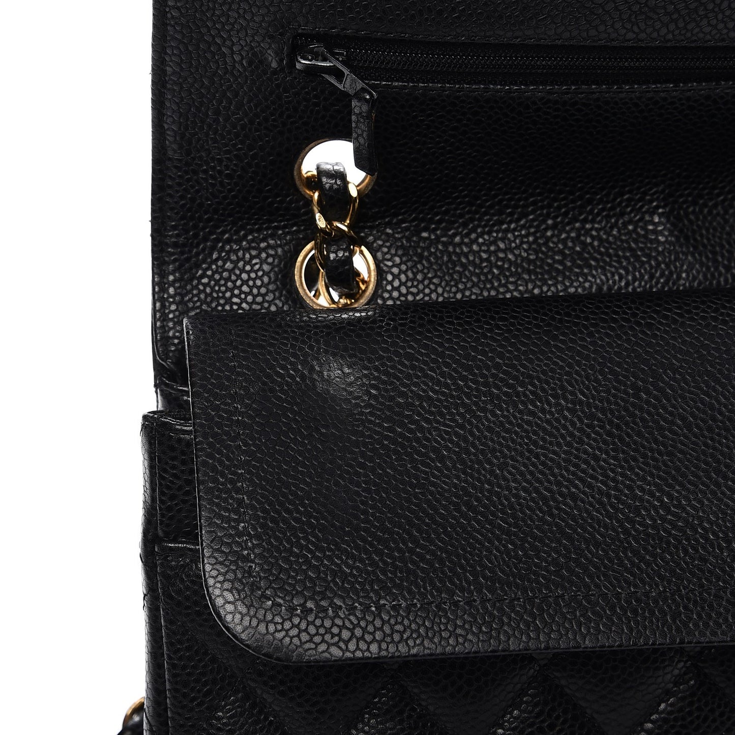 Caviar Quilted Medium Double Flap Black