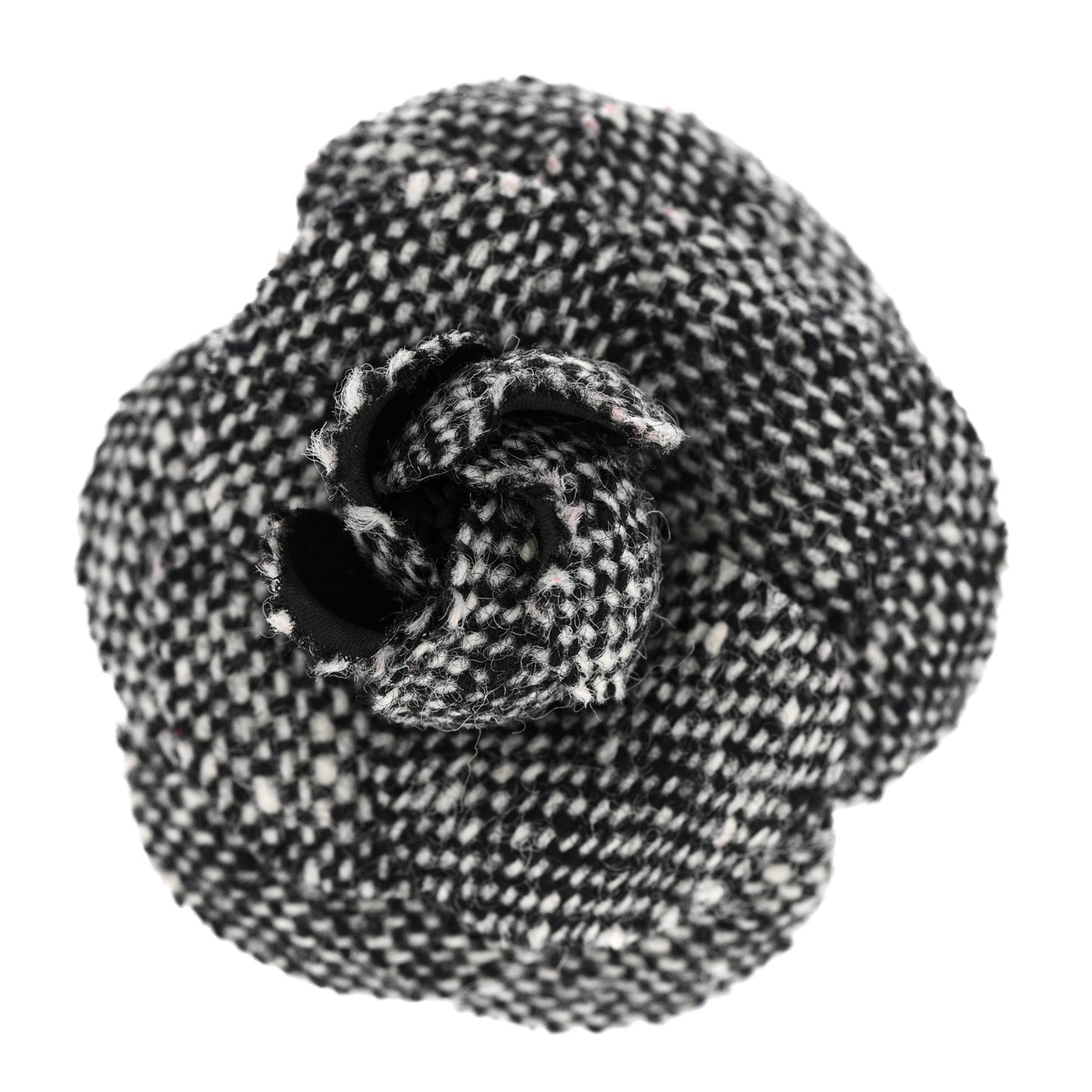 Tweed Camellia Pin Brooch Black