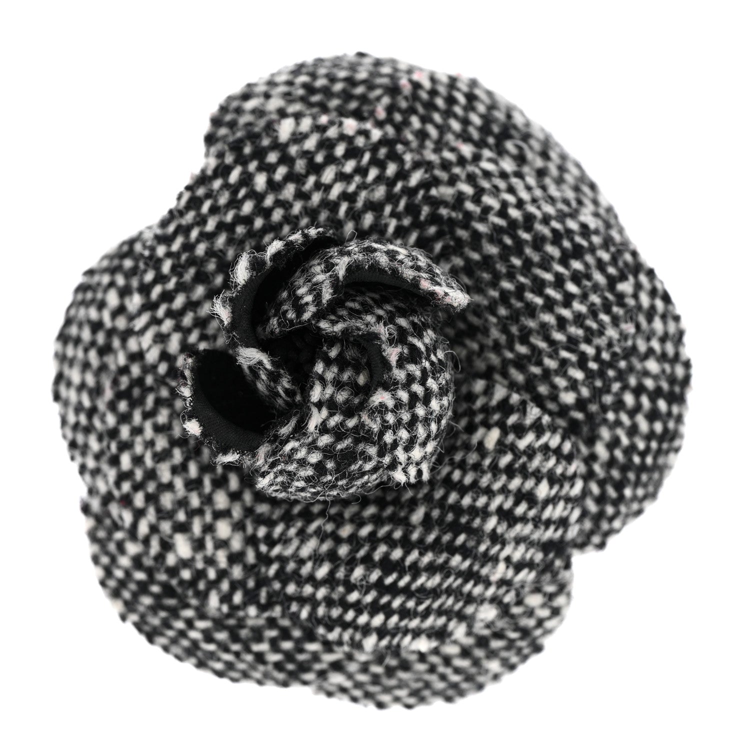 Chanel Tweed Camellia Pin Brooch Black 1 of 5