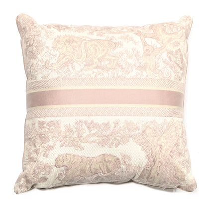 Christian Dior Cotton Toile de Jouy Square Pillow Rose Des Vents 1 of 4