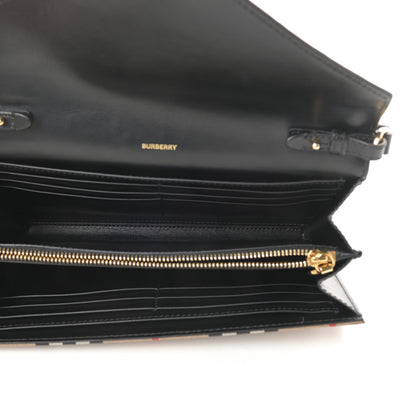Burberry Grainy Calfskin Vintage Check Wallet With Detachable Strap Black 5 of 12