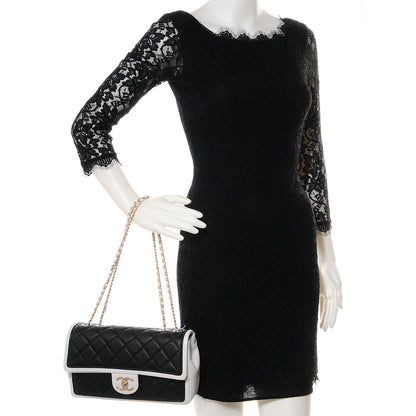 Chanel Calfskin Quilted Graphic Medium Flap Bag Black White 2 of 9
