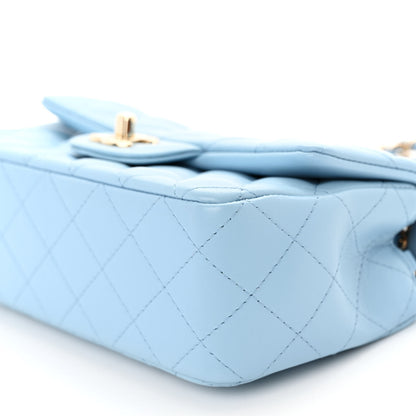 Chanel Lambskin Quilted Mini Rectangular Flap Light Blue 10 of 11