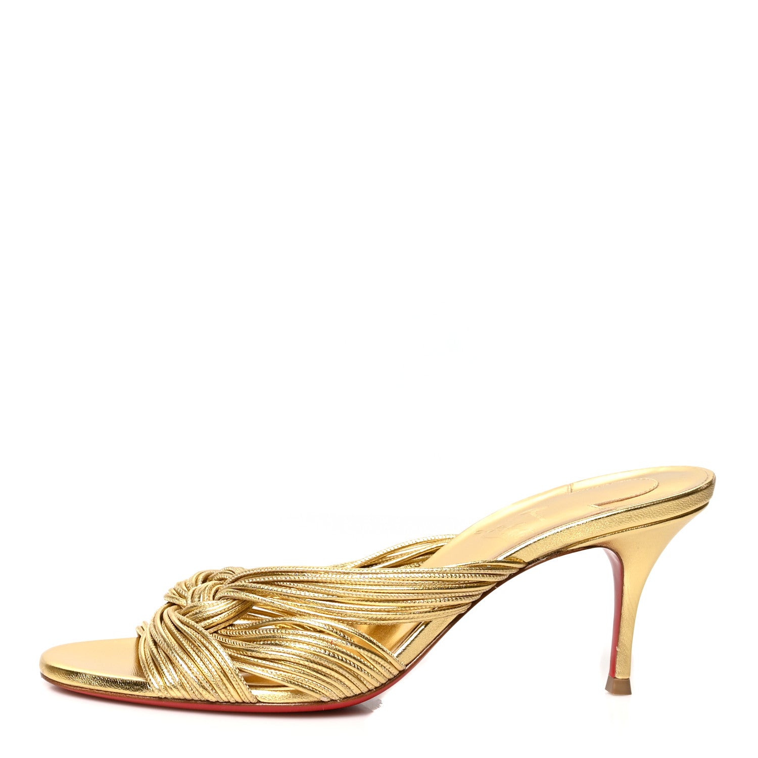 Christian Louboutin Metallic Calfskin Multitaski 70 Slide Sandals 38 Gold 1 of 7