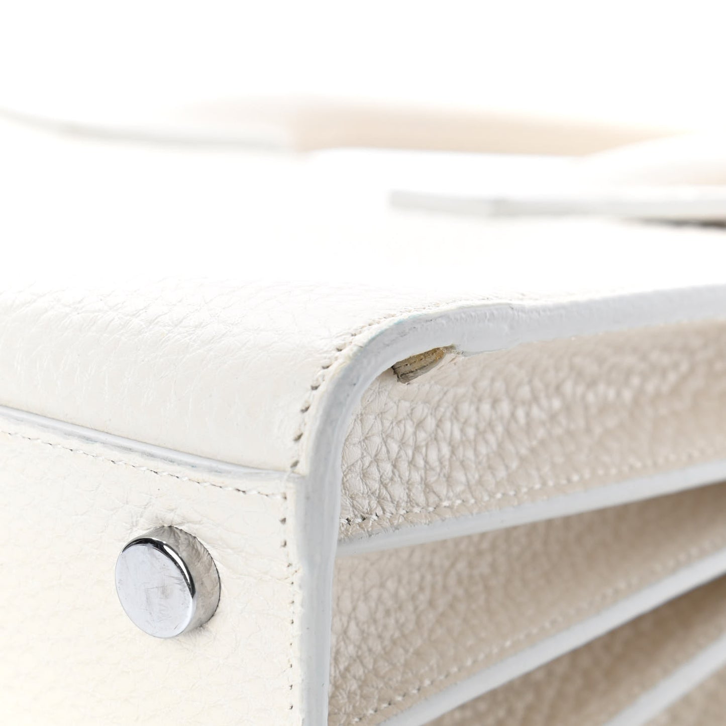 Grained Calfskin Nano Sac de Jour Dove White