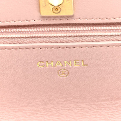 Chanel Lambskin Quilted CC Camellia Crush Wallet on Chain WOC Pink 6 of 11