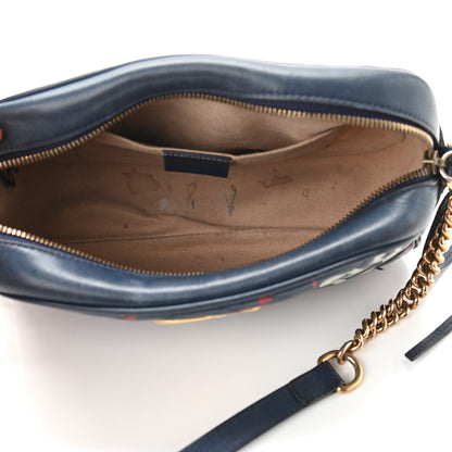 Gucci Calfskin Matelasse GucciGhost Small GG Marmont Chain Shoulder Bag Blue Agata Hibiscus Red 5 of 21