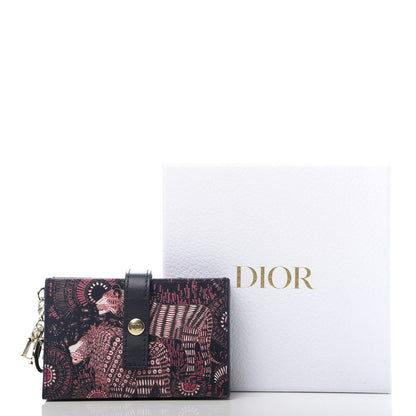 Christian Dior Calfskin Animals Lady Dior 5-Gusset Card Holder Fuchsia Multicolor 7 of 7