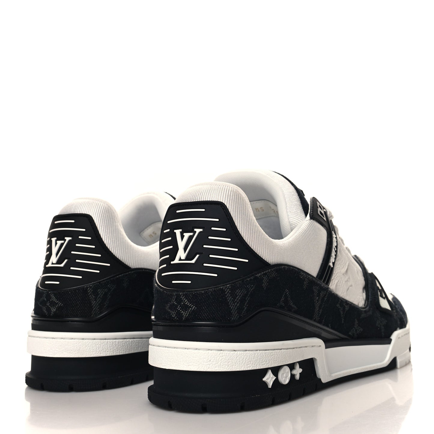 Calfskin Monogram Denim Mens LV Trainer Sneakers 10 Black