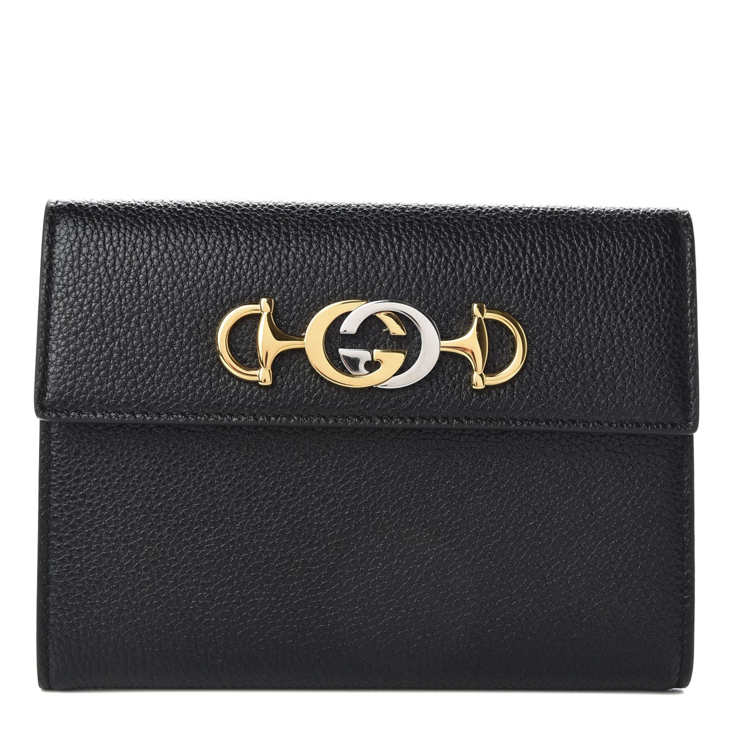Grainy Calfskin Zumi Flap Card Case Black
