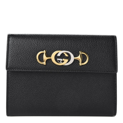 Gucci Grainy Calfskin Zumi Flap Card Case Black 1 of 7