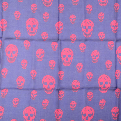 Alexander McQueen Silk Chiffon Skull Scarf Blue Red 1 of 6