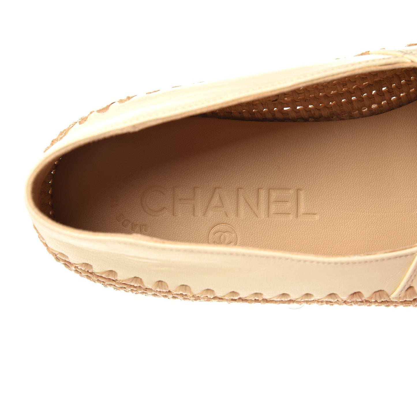 Lambskin Grosgrain CC Espadrilles 35 Ivory Black