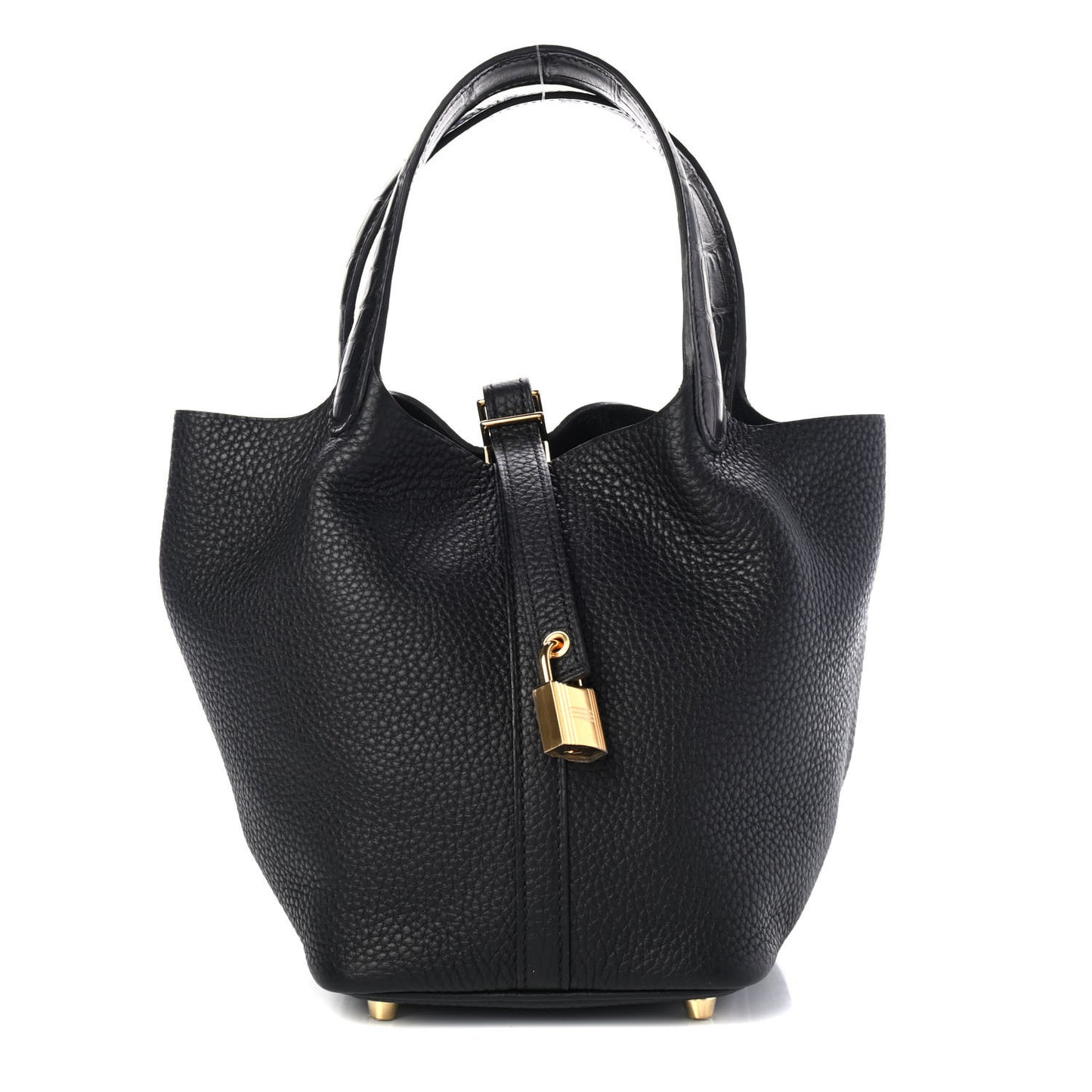 Taurillon Clemence Matte Alligator Picotin Lock Touch 18 PM Black