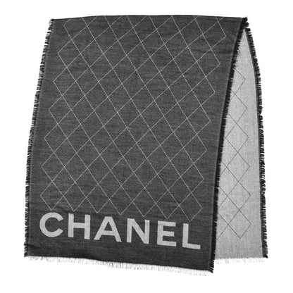 Chanel Cashmere Silk Quilted CC Logo Stole Black 2 of 4