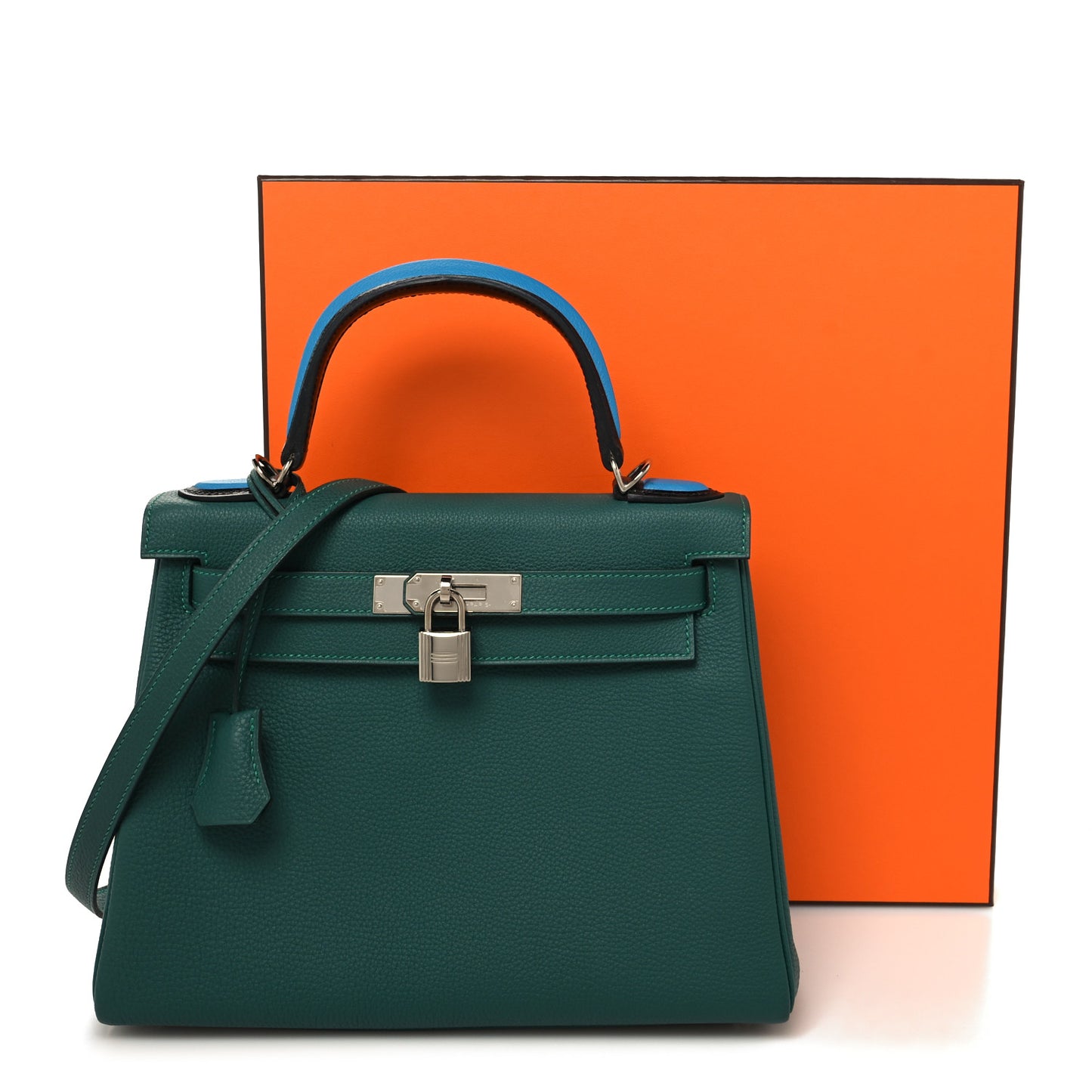 Togo Evercolor Box Kelly Retourne 28 Malachite Bleu Zanzibar Black