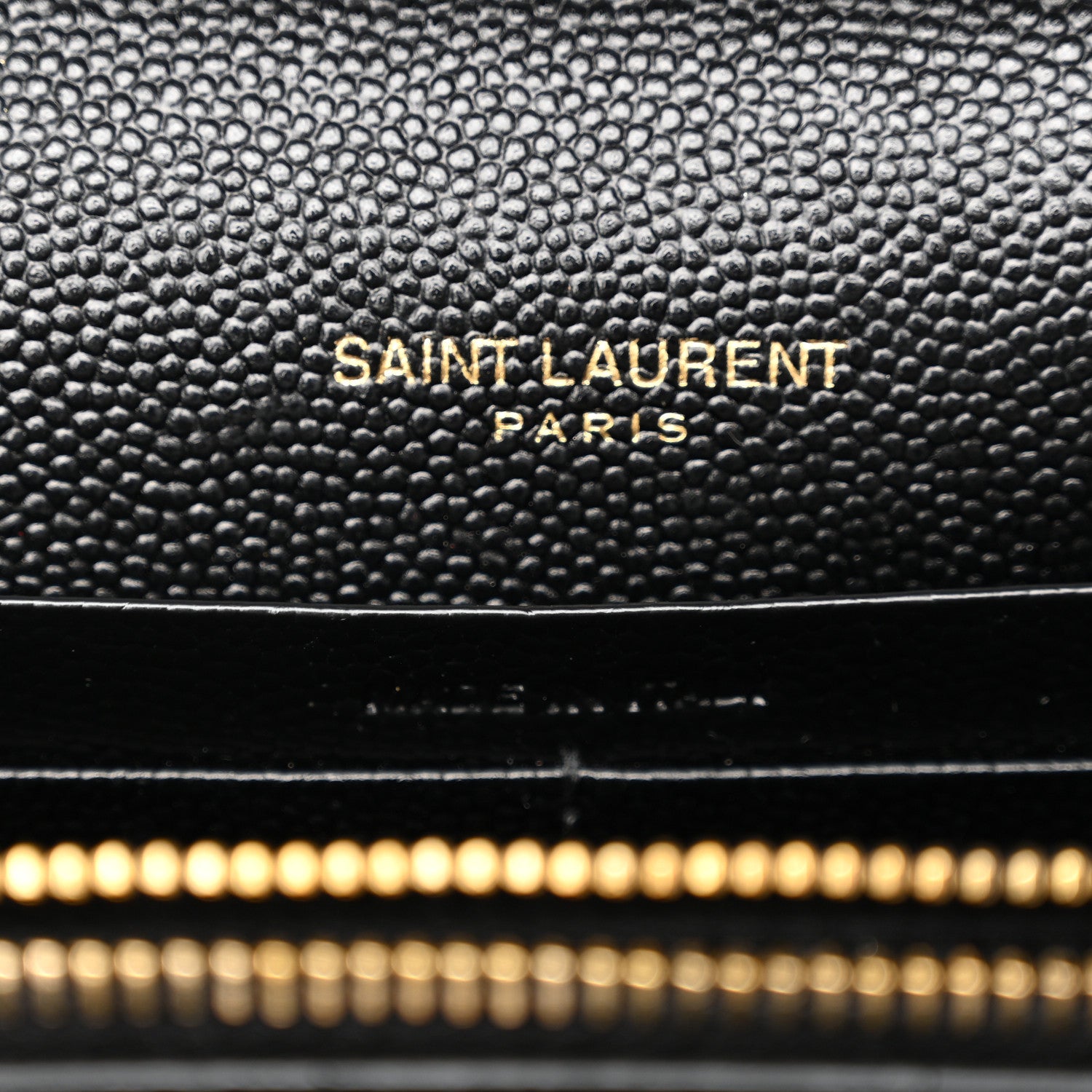 Saint Laurent Grain De Poudre Mixed Matelasse Triquilt Monogram Chain Wallet Black 6 of 10