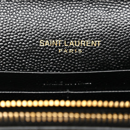 Saint Laurent Grain De Poudre Mixed Matelasse Triquilt Monogram Chain Wallet Black 6 of 10