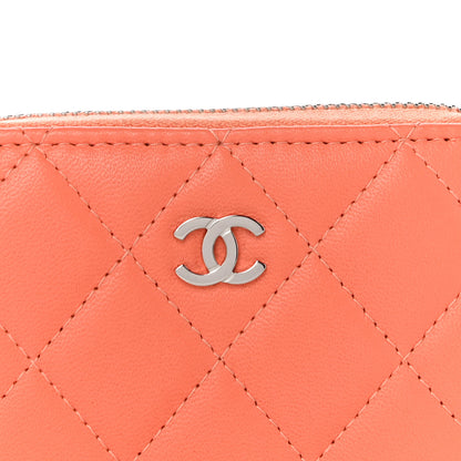 Chanel Lambskin Quilted Zip Around Coin Purse Wallet Coral 10 of 10