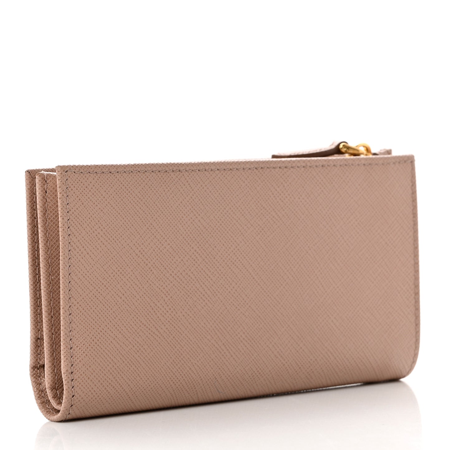 Saffiano Triangle Continental Zip Wallet Powder Pink