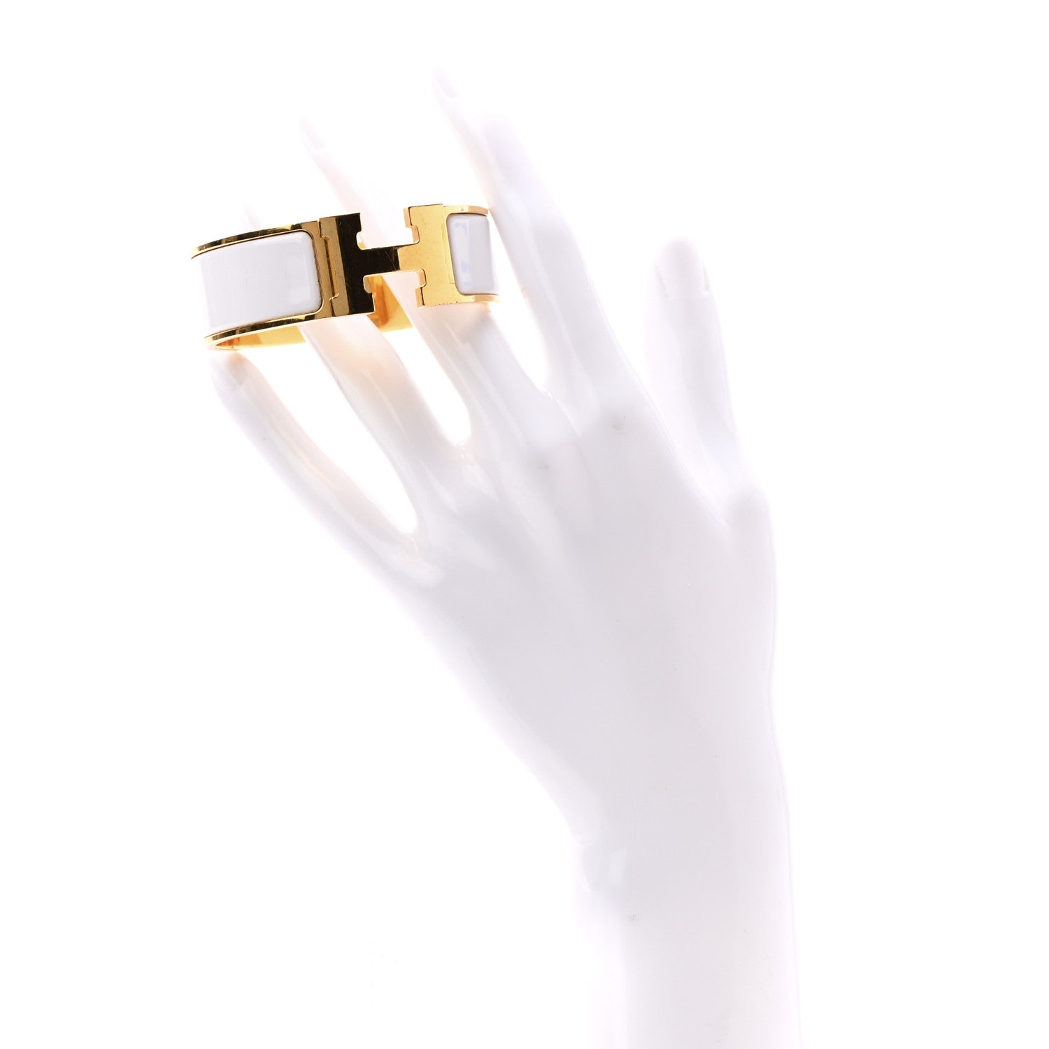 Hermes Enamel Wide Clic Clac H Bracelet GM White 2 of 4