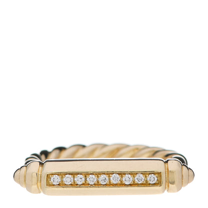 David Yurman 18K Yellow Gold Diamond Lexington Barrel Ring 53 6.5 1 of 6