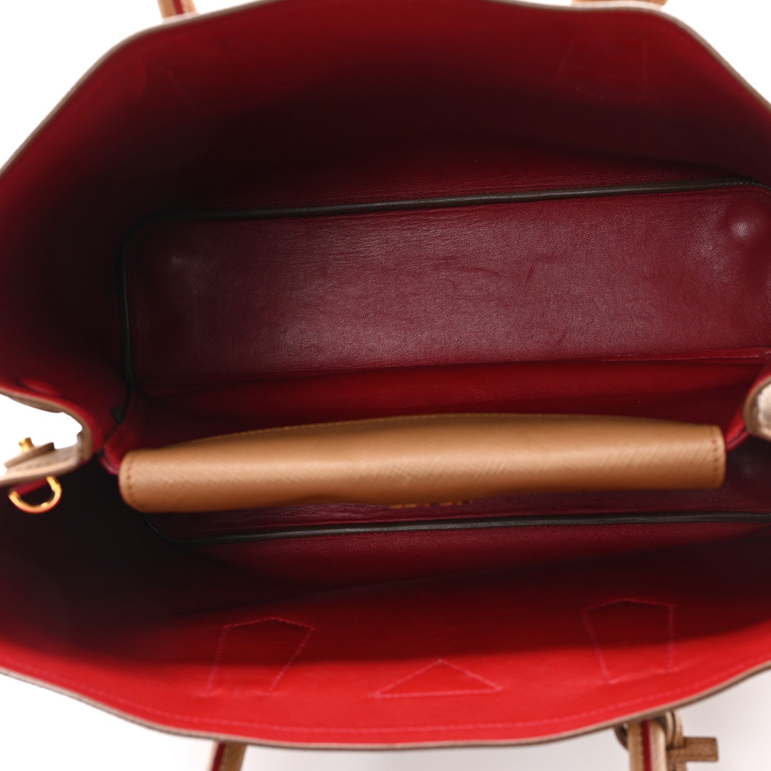 Prada Saffiano Cuir Large Double Bag Caramel Fuoco 5 of 11