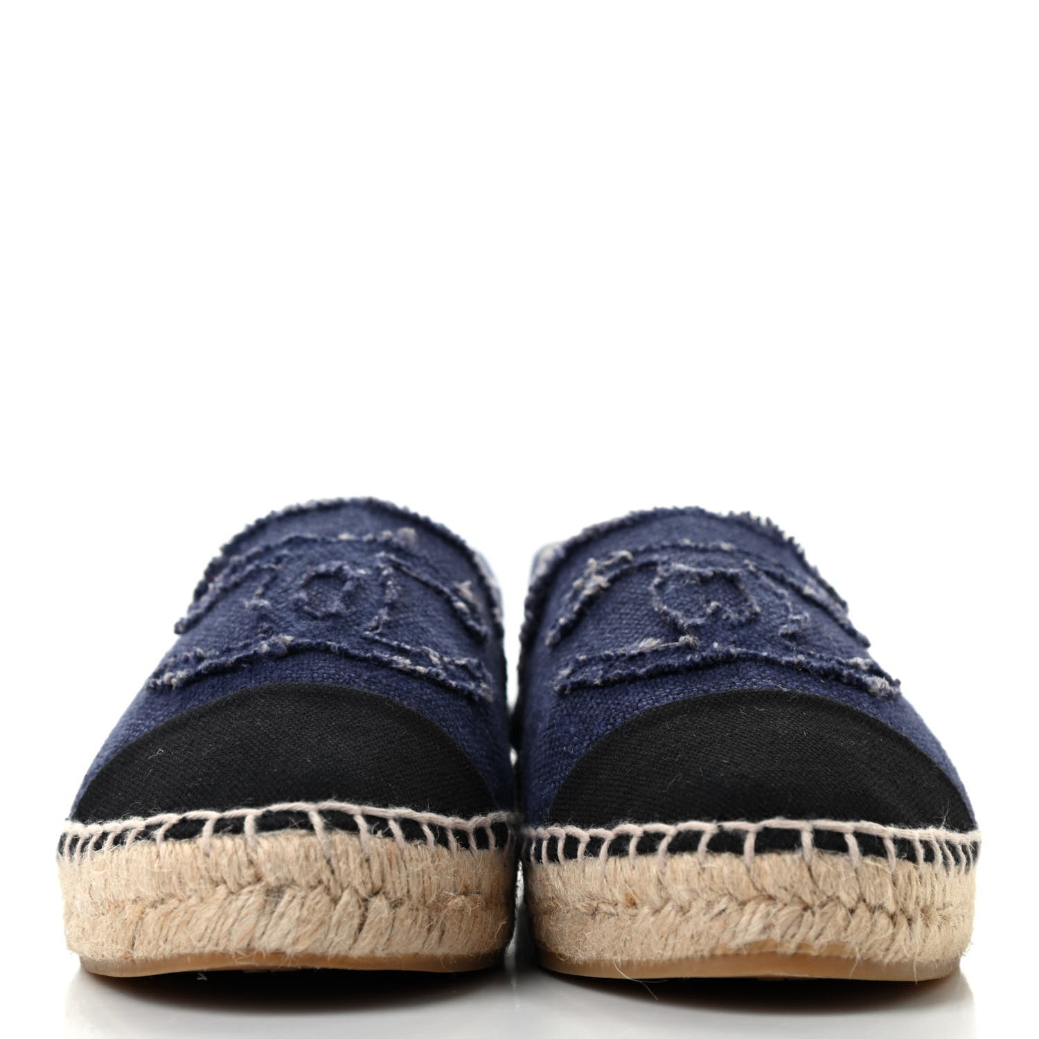 Chanel Denim Toile CC Espadrilles 40 Navy Black 2 of 7