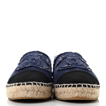 Chanel Denim Toile CC Espadrilles 40 Navy Black 2 of 7