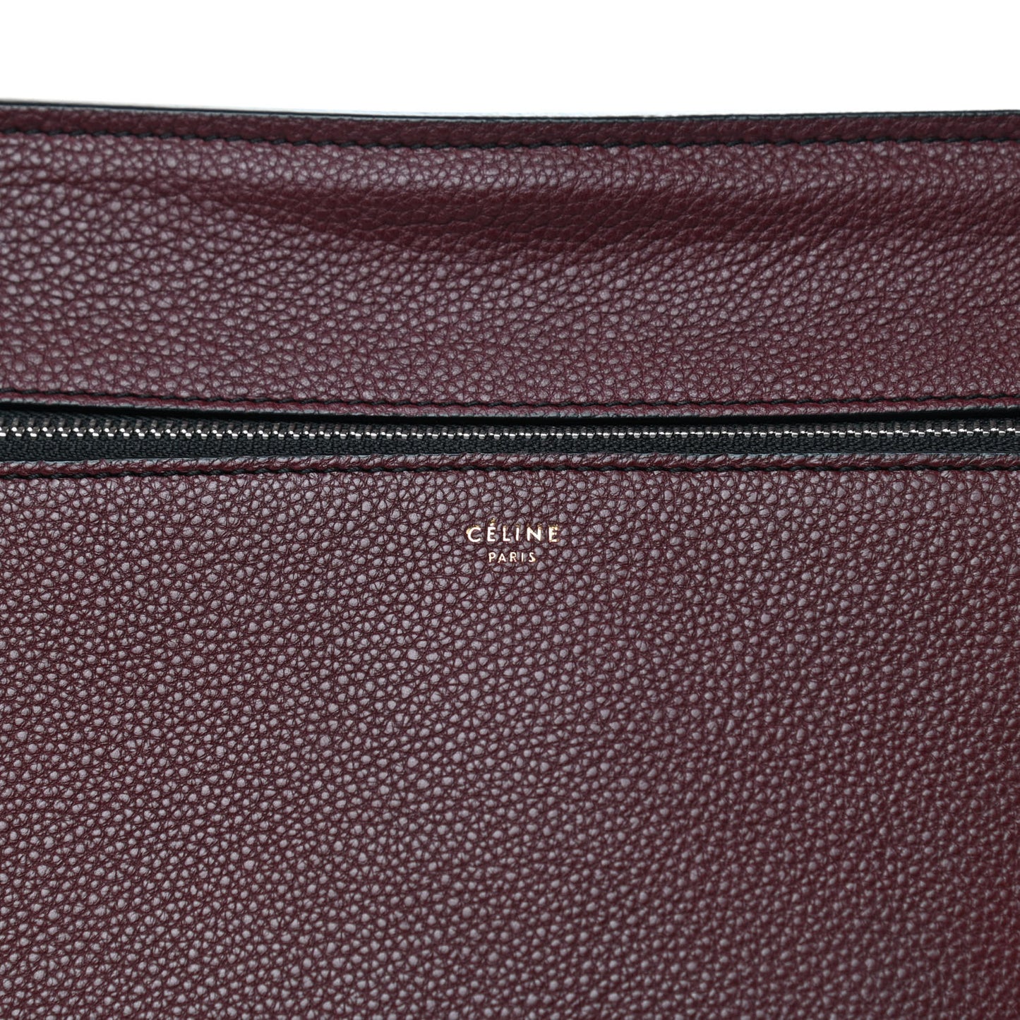 Drummed Calfskin Medium Edge Shoulder Bag Wine