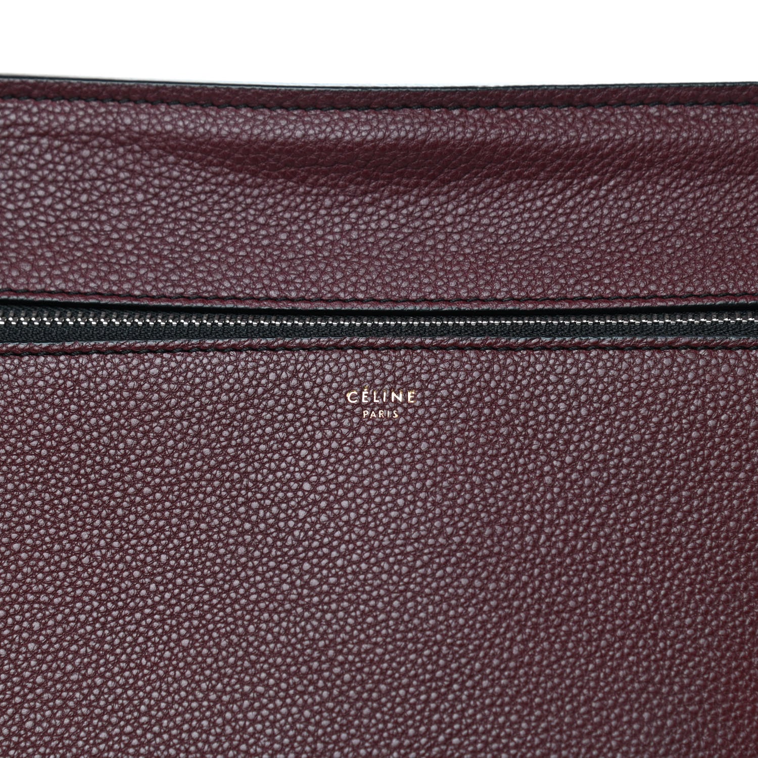 Celine Drummed Calfskin Medium Edge Shoulder Bag Wine 12 of 14
