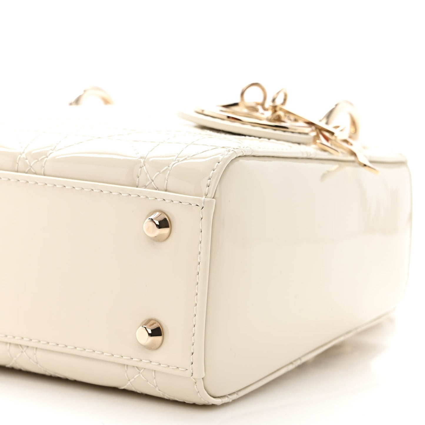 Patent Cannage Mini Lady Dior Latte