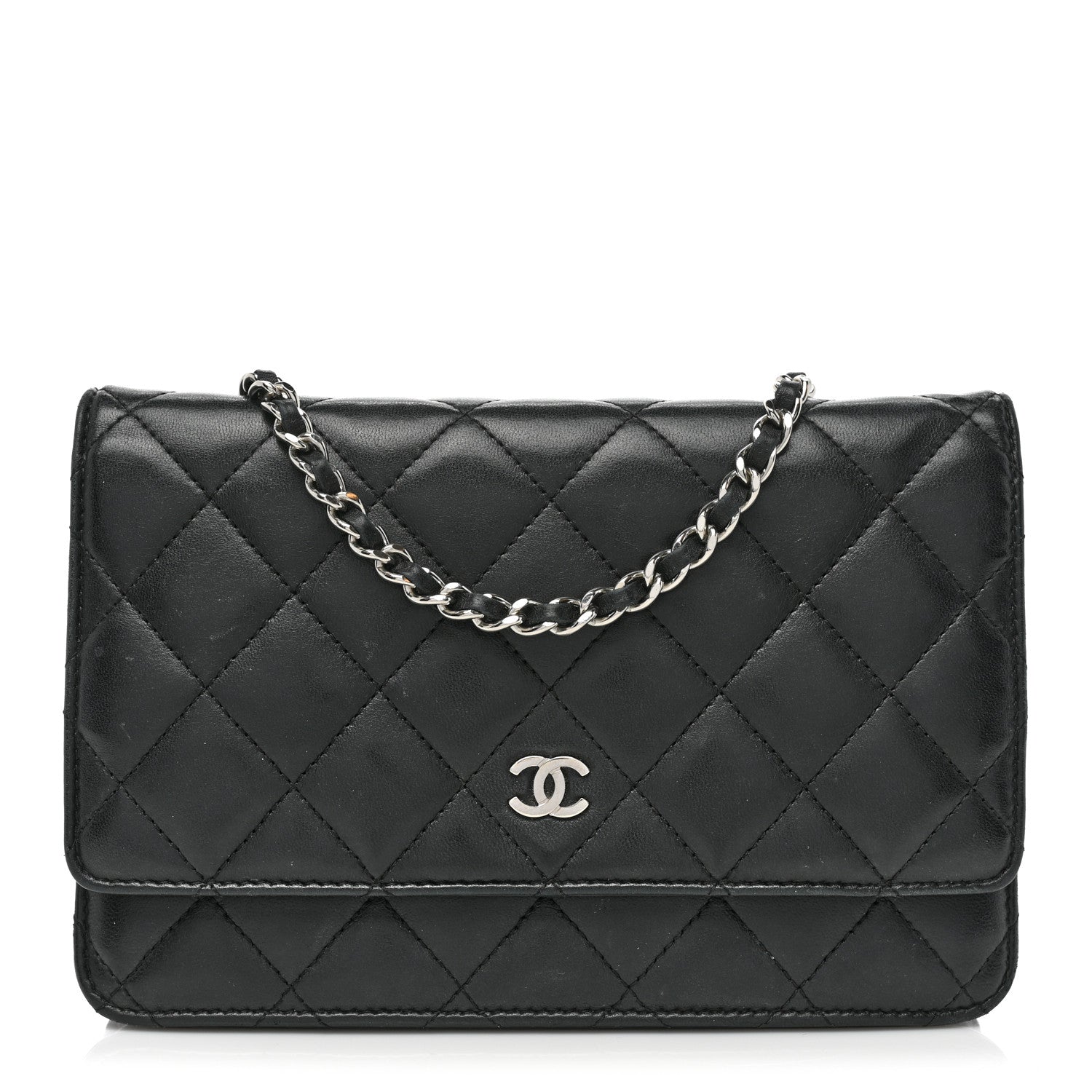 Chanel Lambskin Quilted Wallet On Chain WOC Black 2 of 10