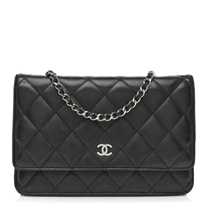 Chanel Lambskin Quilted Wallet On Chain WOC Black 2 of 10