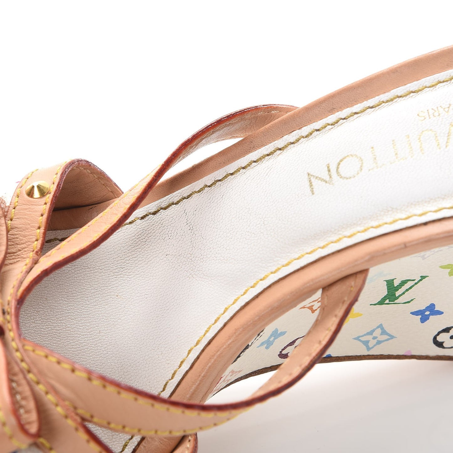 Monogram Multicolor Bow Wedge Sandals 39 White