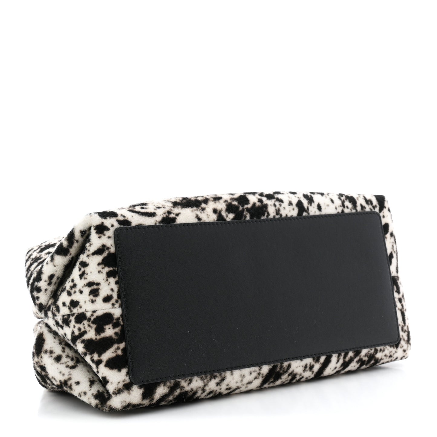 Lambskin Pony Hair Printed Clutch With Chain Black White