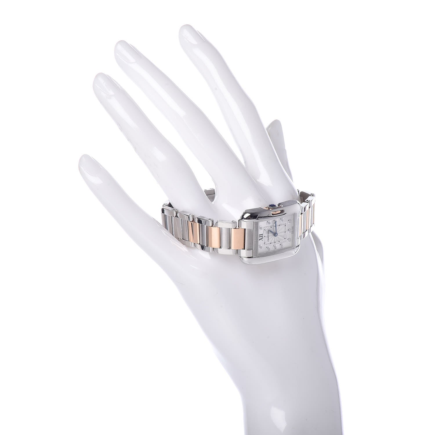 Cartier Stainless Steel 18K Pink Gold Diamond 23mm Tank Anglaise Quartz Watch 2 of 12