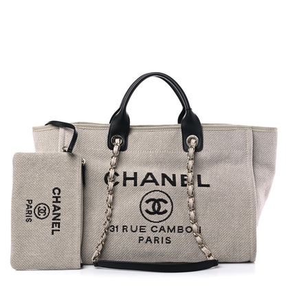 Chanel Mixed Fibers Medium Deauville Tote Beige Black 1 of 12