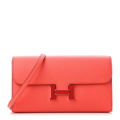 Hermes Epsom Enamel Constance Wallet To Go Rose Texas Rouge De Coeur 1 of 4