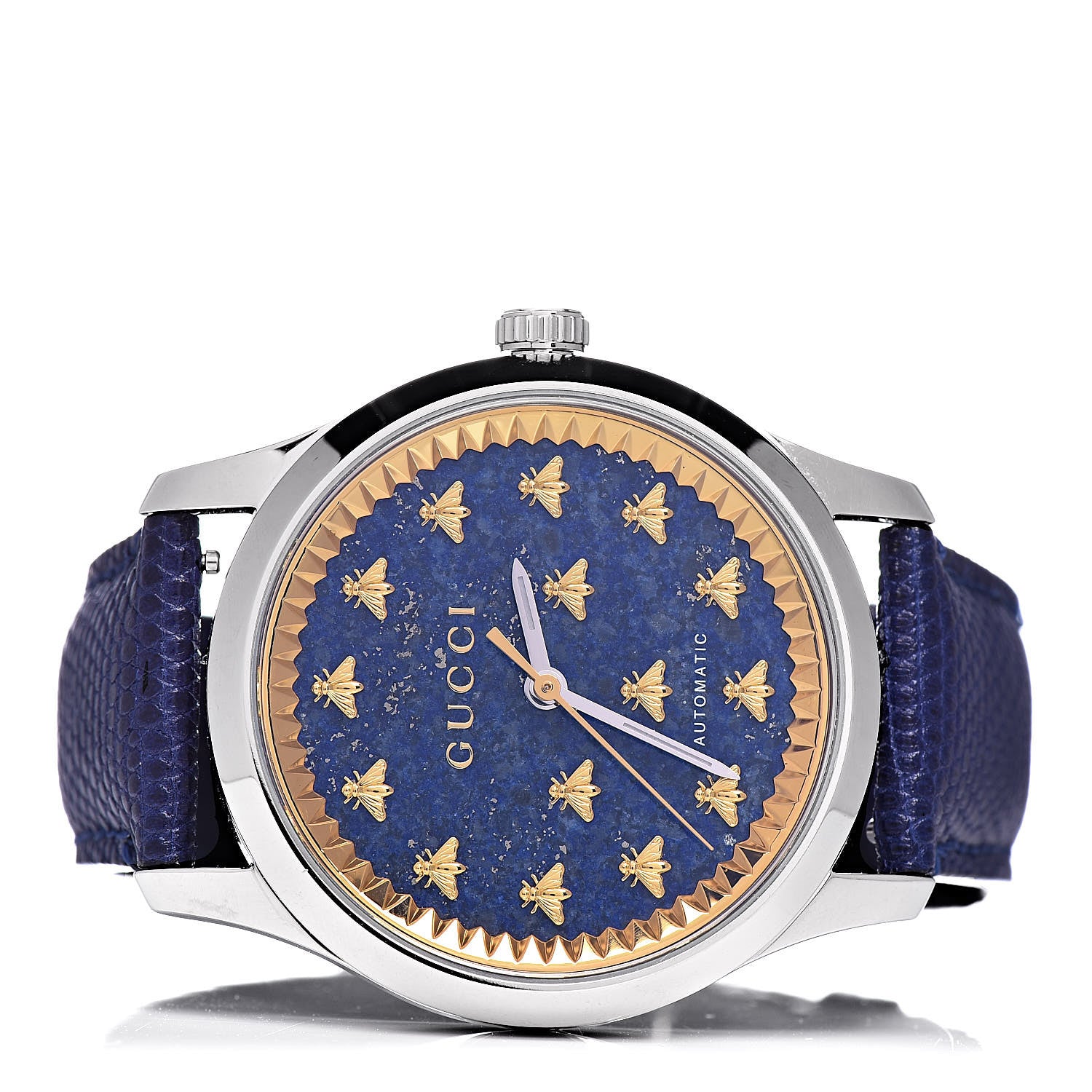 Gucci Stainless Steel Lizard Lapis Lazuli 38mm G-Timeless Bee Automatic Watch Blue 3 of 9