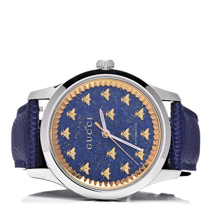 Gucci Stainless Steel Lizard Lapis Lazuli 38mm G-Timeless Bee Automatic Watch Blue 3 of 9