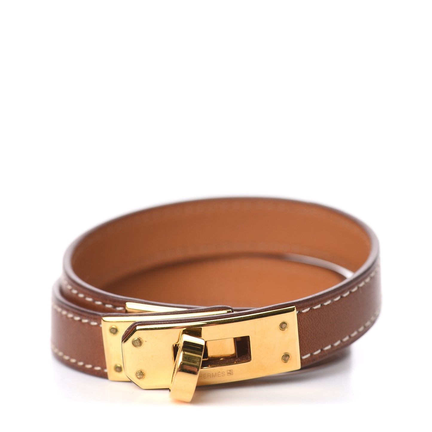 Barenia Kelly Double Tour Bracelet M Fauve
