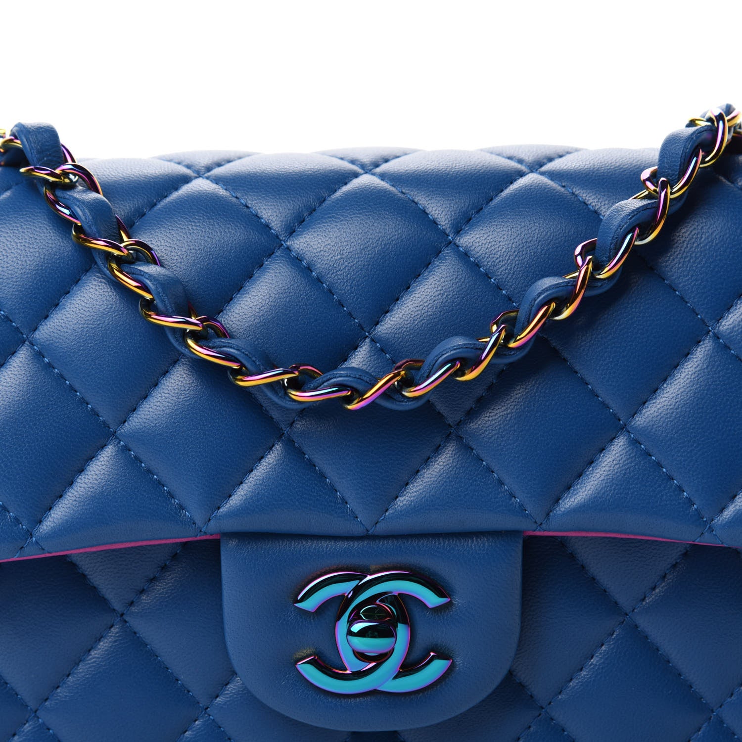Chanel Lambskin Quilted Mini Rectangular Flap Blue Purple 10 of 11