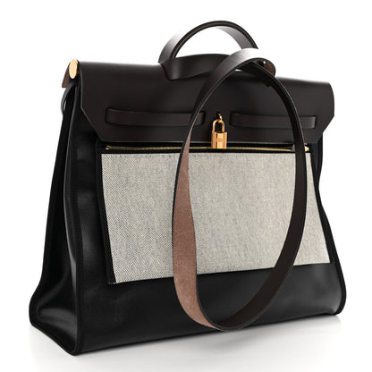 Hermes Toile H Berline Vache Hunter Herbag Zip 39 MM Black Ebene 3 of 9