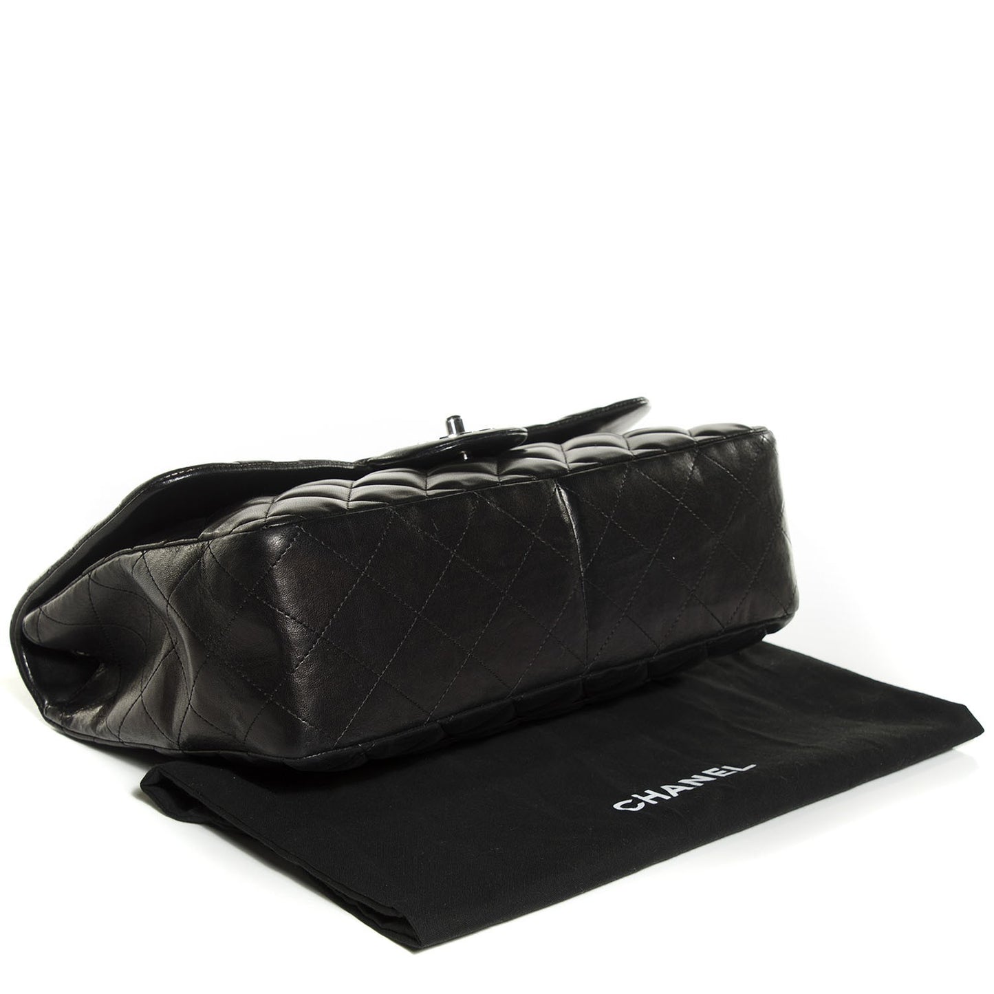 Lambskin Quilted Jumbo Single Flap Black