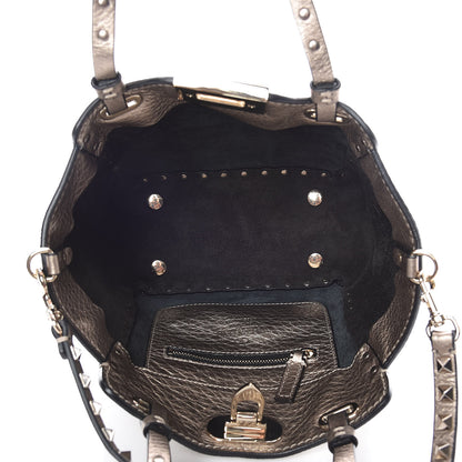 Valentino Garavani Metallic Alce Printed Calfskin Mini Rockstud Tote Sasso 8 of 9