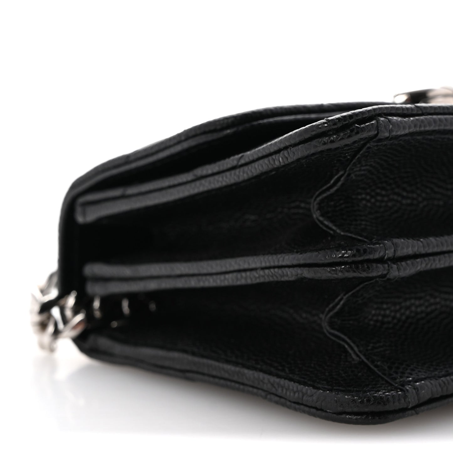 Caviar Quilted Pick Me Up Clutch With Chain Black