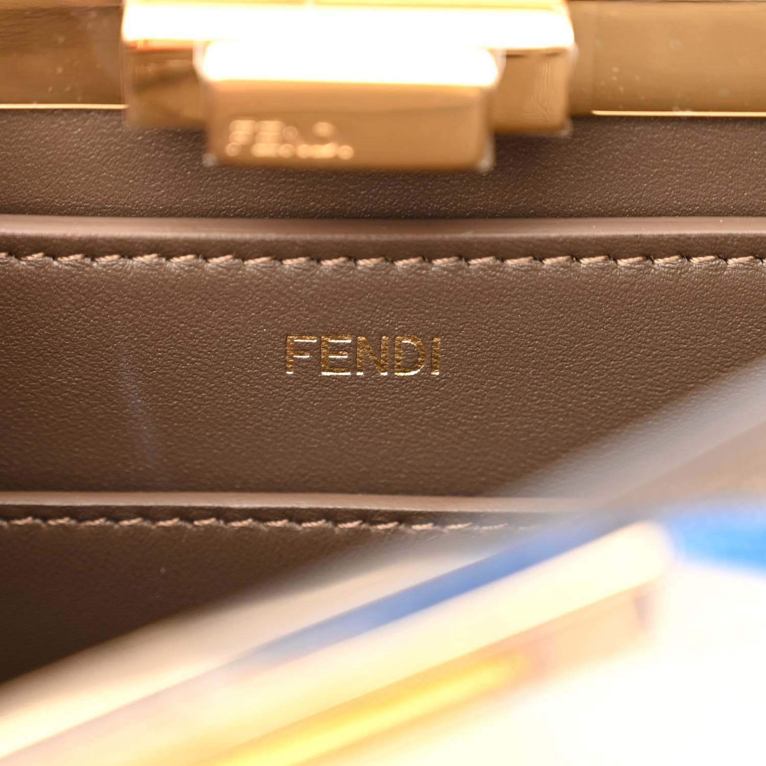 Fendi Glazed Fabric Vitello FF 1974 Hairdo Girls Inlay Medium Peekaboo Iconic Satchel Mogano Panna Multicolor 7 of 10